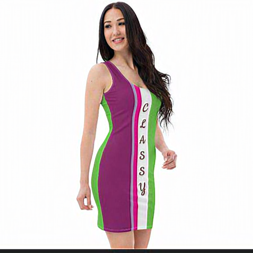 Green & purple Dress